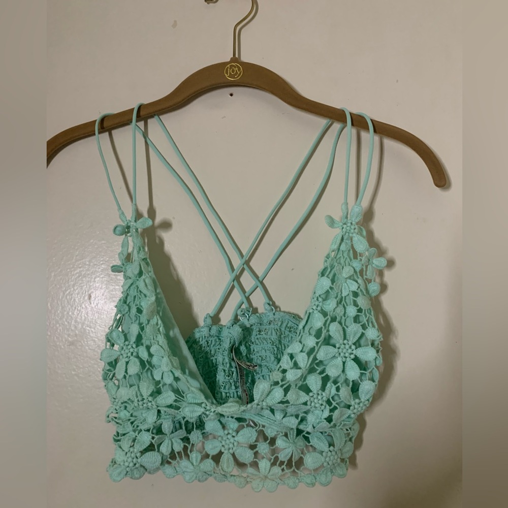 FREE PEOPLE MINT LACE BRALETTE S